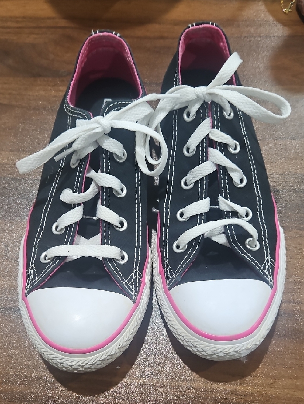 Converse Black and Pink Low-Top All Star Sneakers